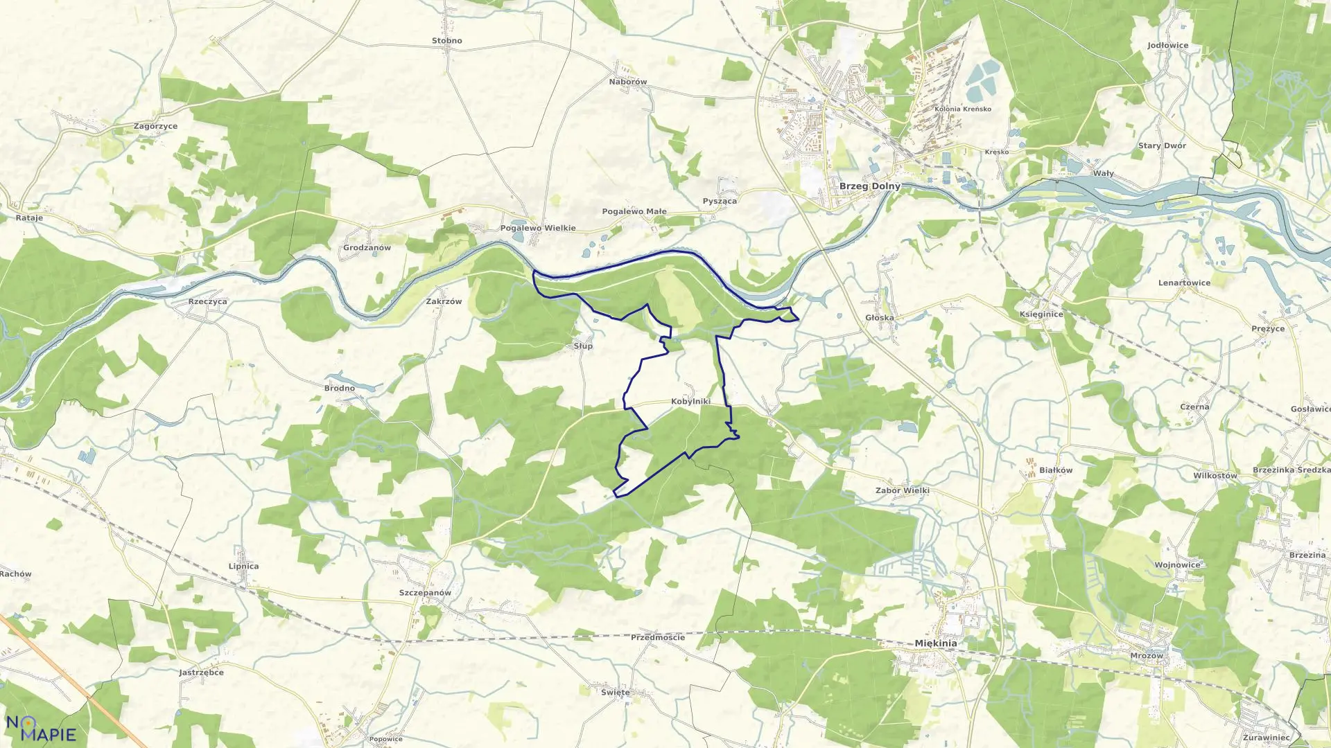 Mapa obrębu Kobylniki w gminie Środa Śląska