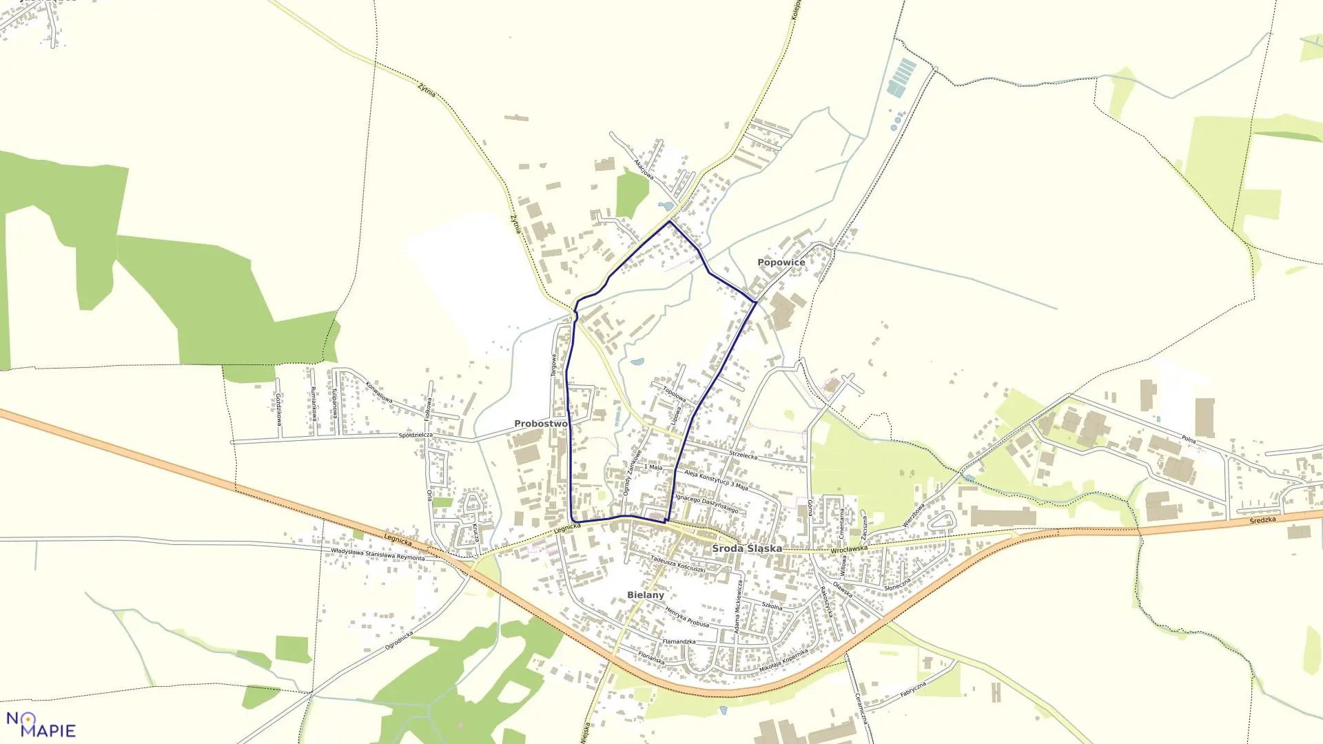 Mapa obrębu Obręb 5 w gminie Środa Śląska