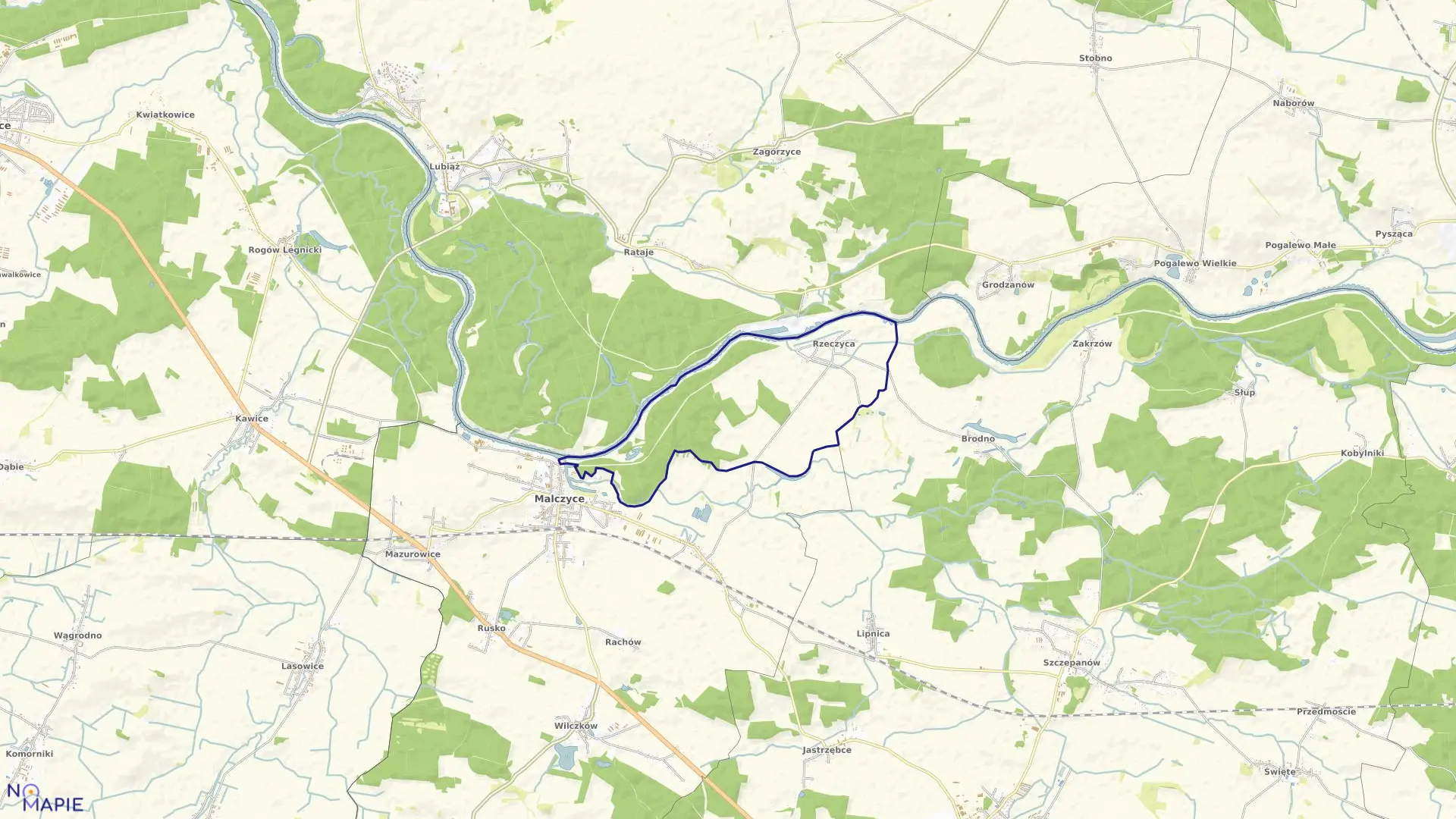 Mapa obrębu Rzeczyca w gminie Środa Śląska