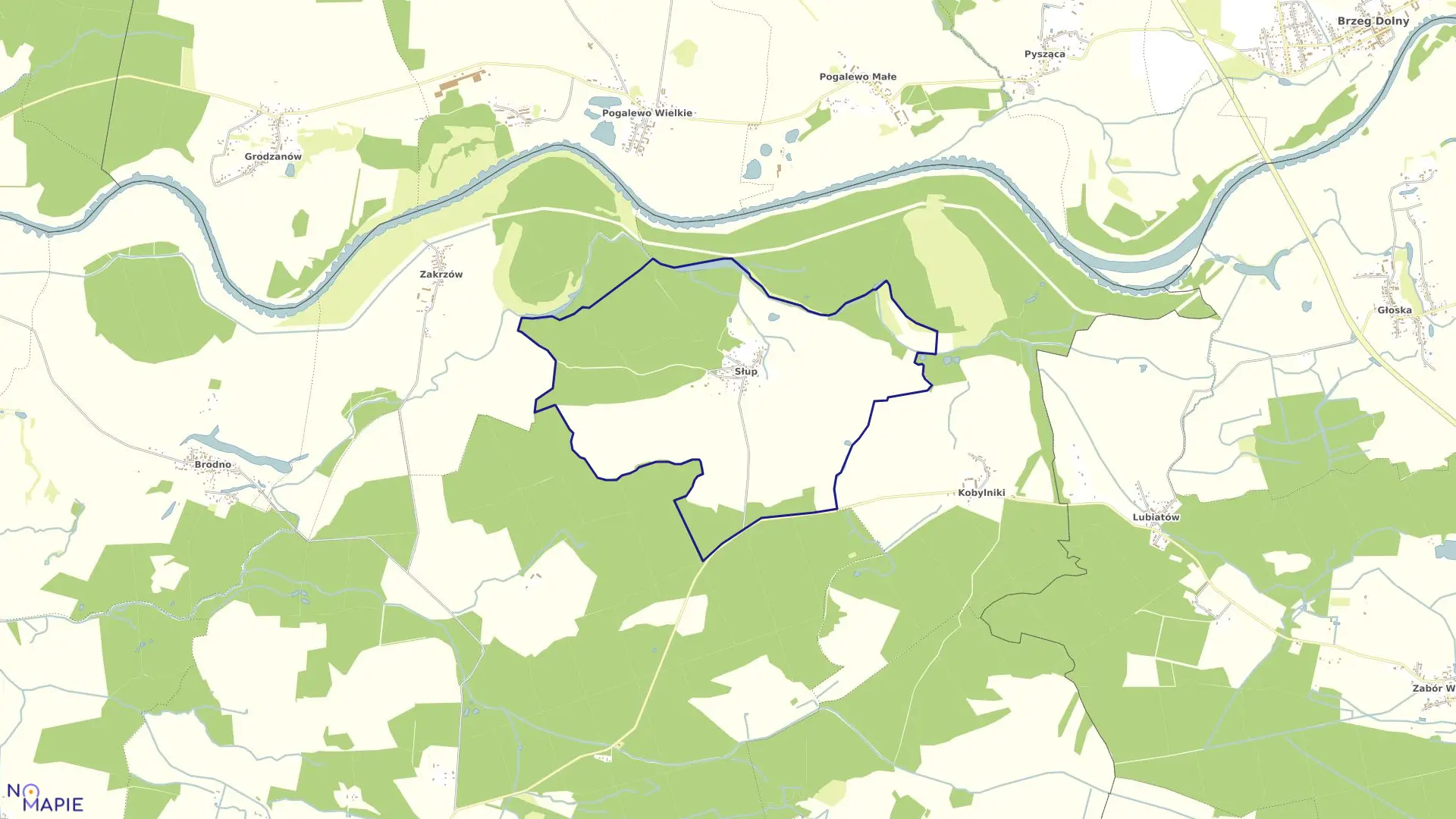 Mapa obrębu Słup w gminie Środa Śląska