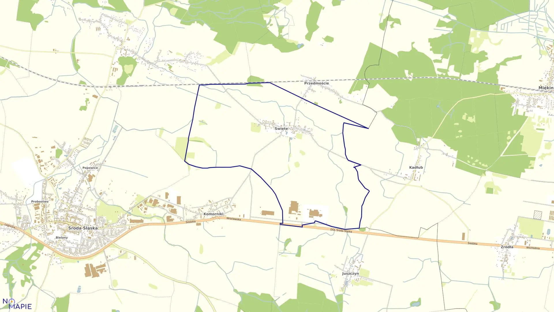 Mapa obrębu Święte w gminie Środa Śląska