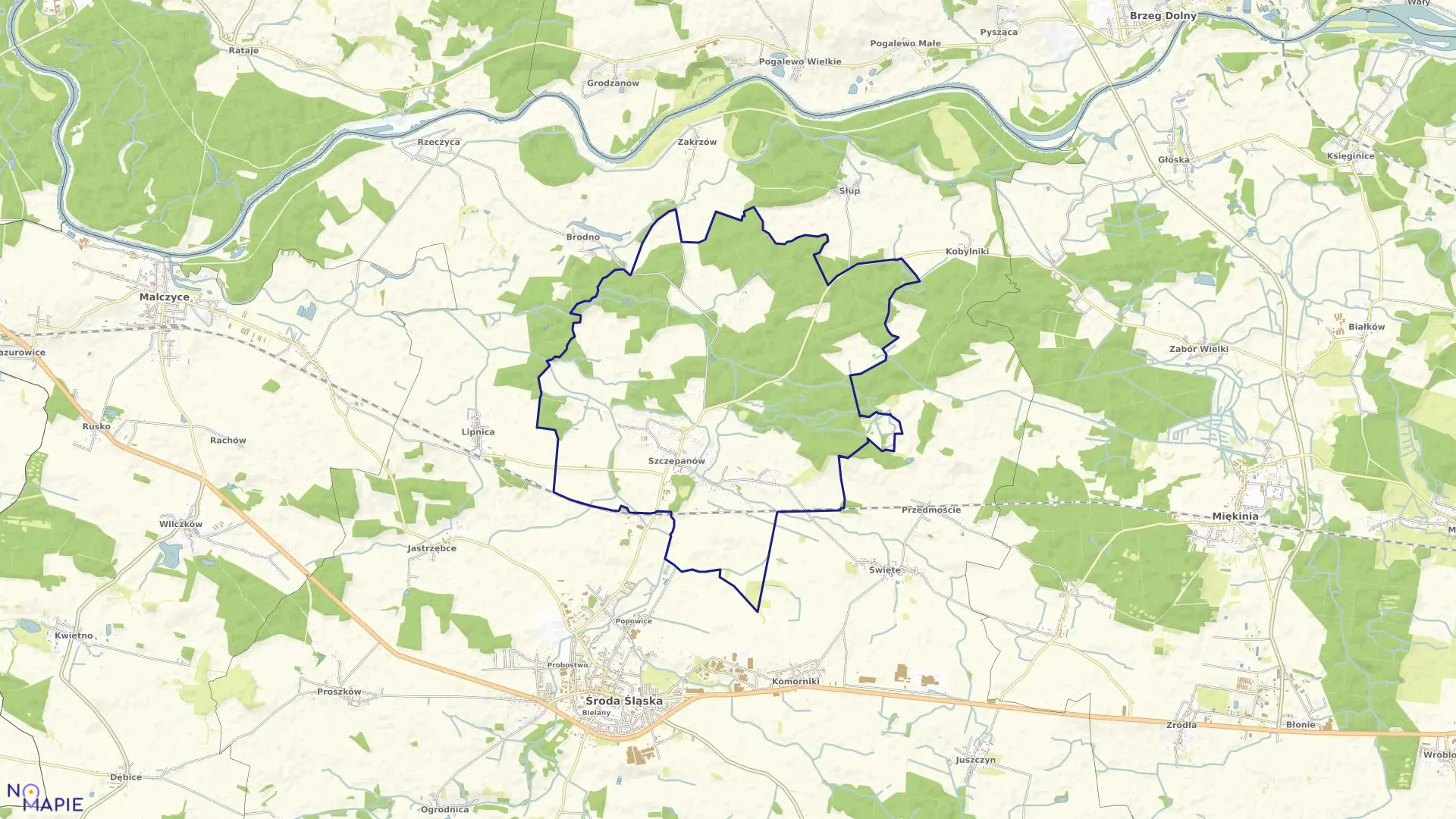 Mapa obrębu Szczepanów w gminie Środa Śląska
